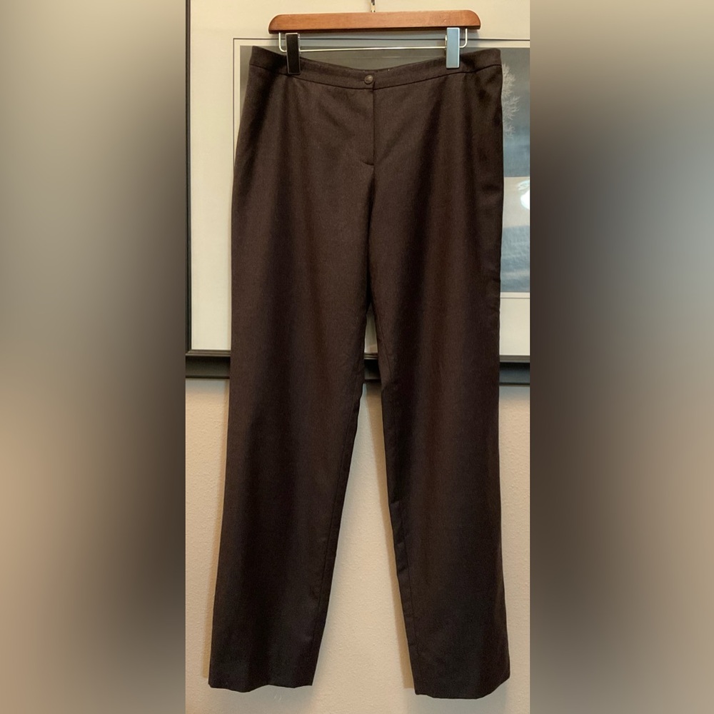 CHANEL Paris Cashmere & Wool Silk Lined Charcoal Gray Dress Pants Size 14